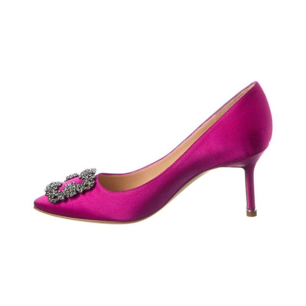 Manolo Blahnik Hangisi 70 Satin Pump, Purple - Picture 2 of 5